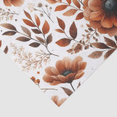 Verbrand Oranje Bloemmotief op Wit  Tissuepapier (Detail)