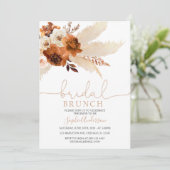 Verbrand Oranje Boheemse Pampas Gras Bruids Brunch Kaart (Staand voorkant)