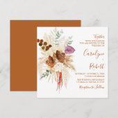 Verbrand Oranje Bohemen Pampas Grass Square Wedden Kaart (Voorkant / Achterkant)