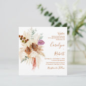 Verbrand Oranje Bohemen Pampas Grass Square Wedden Kaart (Staand voorkant)