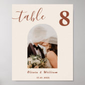Verbrand Oranje Boho Bruiloft FOTO Tafelnummer Poster (Voorkant)
