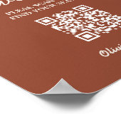 Verbrand Oranje Boho Trouwstoelindeling QR-code Poster (Hoek)