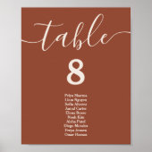 Verbrand Oranje Boho Trouwtafel Stoelenkaart Poster (Voorkant)