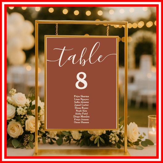 Verbrand Oranje Boho Trouwtafel Stoelenkaart Poster