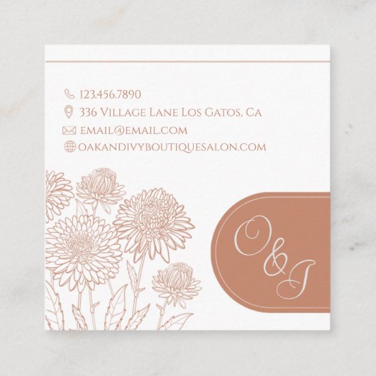 verbrand oranje boho-visitekaartje vierkante visitekaartje (Achterkant)