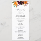 Verbrand Oranje Bourgondië Herfst Bloemige Rustiek Programmakaart (Achterkant)