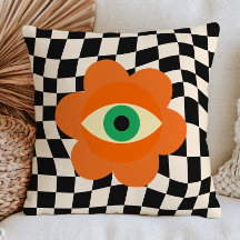 Verbrand Oranje Boze Oog Madeliefje op Geruit Patr