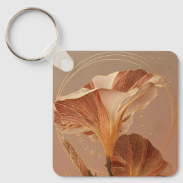 Verbrand Oranje Calla Lelie Botanisch Sleutelhanger