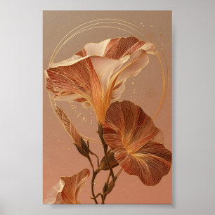 Verbrand Oranje Calla Lelie Botanische Illustratie Poster