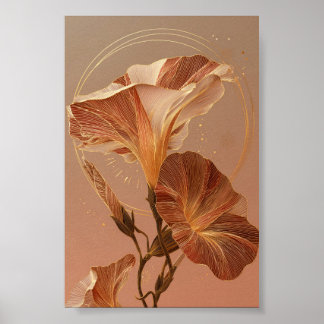 Verbrand Oranje Calla Lelie Botanische Illustratie Poster