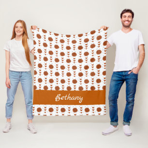Verbrand Oranje Cheerleader Pom Poms & Hearts Patt Fleece Deken