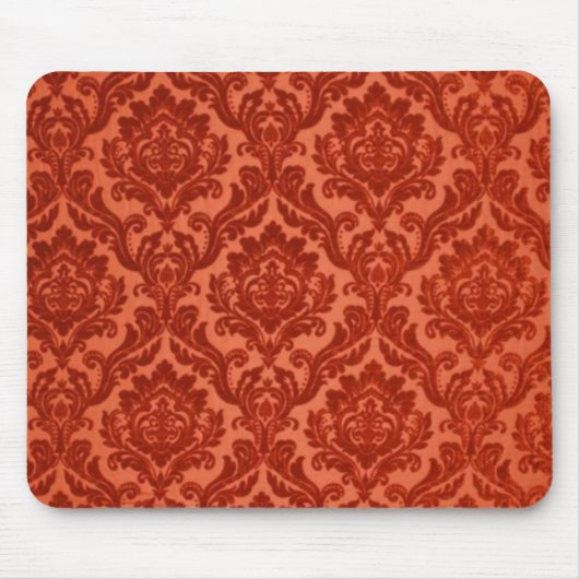 Verbrand Oranje Damask Mousepad Muismat (Voorkant)