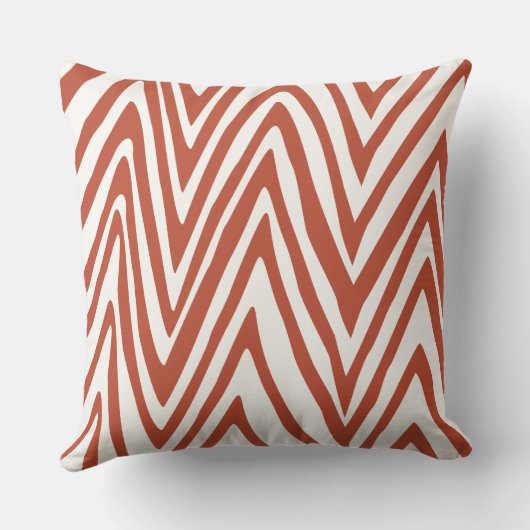 Verbrand Oranje en Off White Zebra Design Kussen (Achterkant)