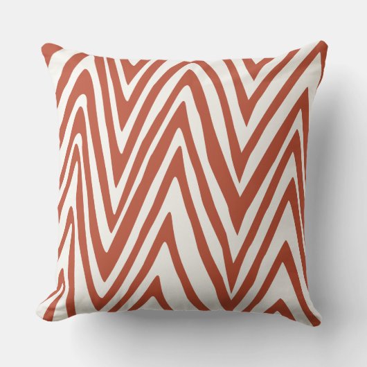 Verbrand Oranje en Off White Zebra Design Kussen (Voorkant)