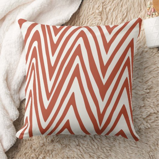 Verbrand Oranje en Off Witte Zebra Ontwerp Kussen (Deken)
