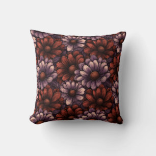 Verbrand Oranje en Pruim Herfst Bloemen - Elegant Kussen