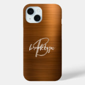 Verbrand Oranje Geborsteld Metaal Schrift Monogram Case-Mate iPhone Case (Achterkant)
