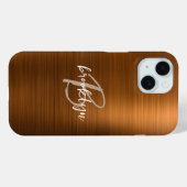 Verbrand Oranje Geborsteld Metaal Schrift Monogram Case-Mate iPhone Case (Achterkant (horizontaal))