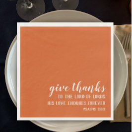Verbrand Oranje Geef Dank Schriftuur Thanksgiving Servet