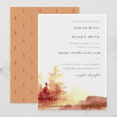 Verbrand Oranje Gele Herfstbomen Trouw Uitnodiging (Voorkant / Achterkant)