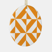Verbrand Oranje Geometrisch Deco Kubuspatroon Keramisch Ornament (Rechts)