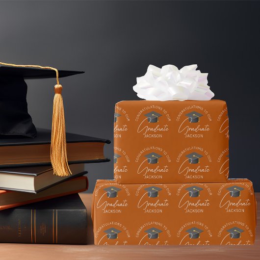 Verbrand Oranje Gepersonaliseerd Afstuderen Cadeaupapier