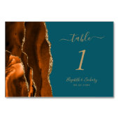 Verbrand Oranje Goud Agat Turquoise Trouw Kaart (Achterkant)