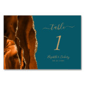 Verbrand Oranje Goud Agat Turquoise Trouw Kaart (Voorkant)