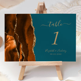 Verbrand Oranje Goud Agat Turquoise Trouw Kaart