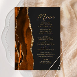 Verbrand Oranje Goud Agate Modern Schrift Donkere Menu