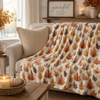 Verbrand Oranje Goud Bruin Herfstblad Modern Boerd Fleece Deken