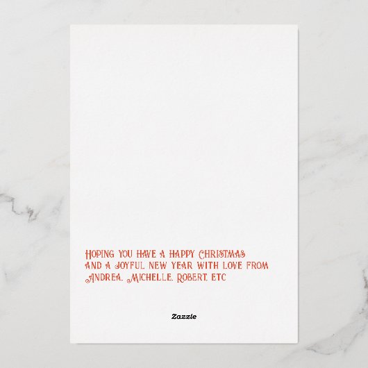 Verbrand Oranje & Goud Gingham Kerstvakantie Folie Feestdagenkaart (Achterkant)