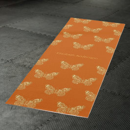 Verbrand oranje gouden vlinders naam yogamat