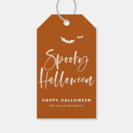 Verbrand Oranje Griezelige Halloween Kwast Calligr Cadeaulabel