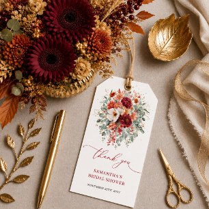Verbrand oranje groen herfst bruidsdouche favor t cadeaulabel