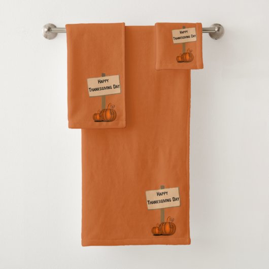 Verbrand Oranje Happy Thanksgiving Bad Handdoek (Insitu)