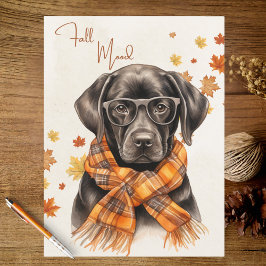 Verbrand Oranje Herfstbladeren Zwarte Labrador Her Briefkaart