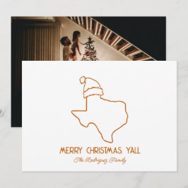 Verbrand Oranje Lijn Kunst Kerstman Texas Feestdagenkaart