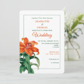 Verbrand Oranje Lily Stylish Floral Wedding Kaart (Staand voorkant)