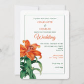 Verbrand Oranje Lily Stylish Floral Wedding Kaart (Voorkant)