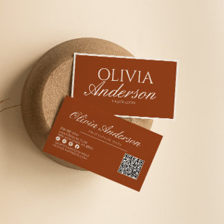 Verbrand Oranje Luxe Vintage Oud Geld QR Code Visitekaartje