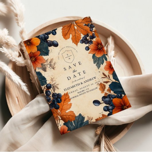 Verbrand Oranje & Marinebessen Bruiloft Save The Date