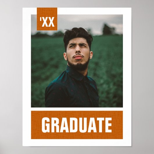 Verbrand Oranje Moderne Textuur Foto Afstuderen Poster (Voorkant)