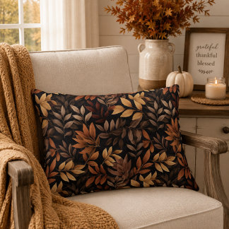 Verbrand Oranje Mokka Bruine Elegante Herfstblader Accent Kussen