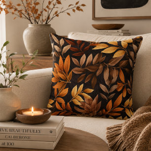 Verbrand Oranje Mokka Bruine Elegante Herfstblader Kussen