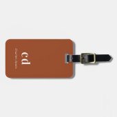 Verbrand oranje monogram bagagelabel (Voorkant horizontaal)