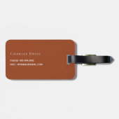 Verbrand oranje monogram bagagelabel (Achterkant horizontaal)