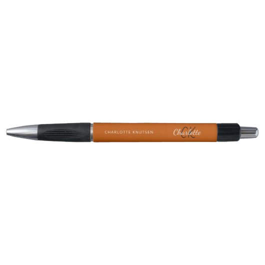 Verbrand oranje monogram naam script pen (Voorkant)