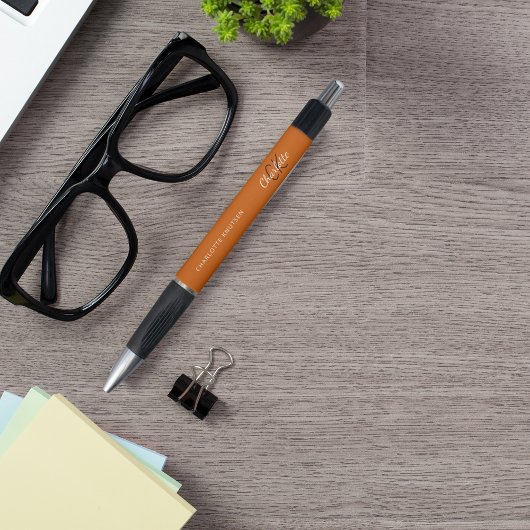 Verbrand oranje monogram naam script pen