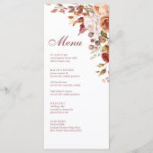 Verbrand Oranje & Perzik Herfst Bloem Bruiloftsmen Menu (Voorkant)